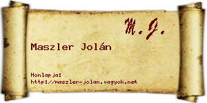 Maszler Jolán névjegykártya